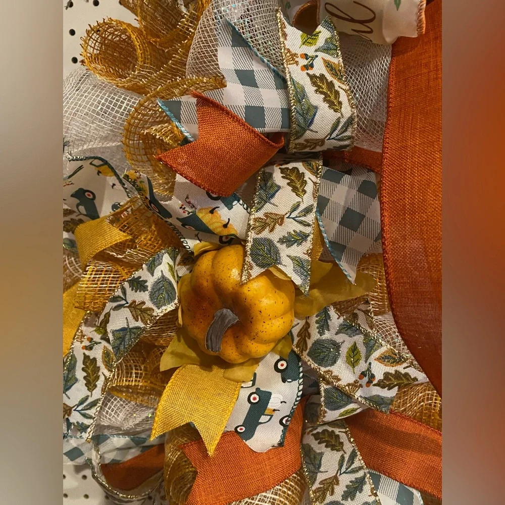 Autumn Harvest Wreath with Pumpkins